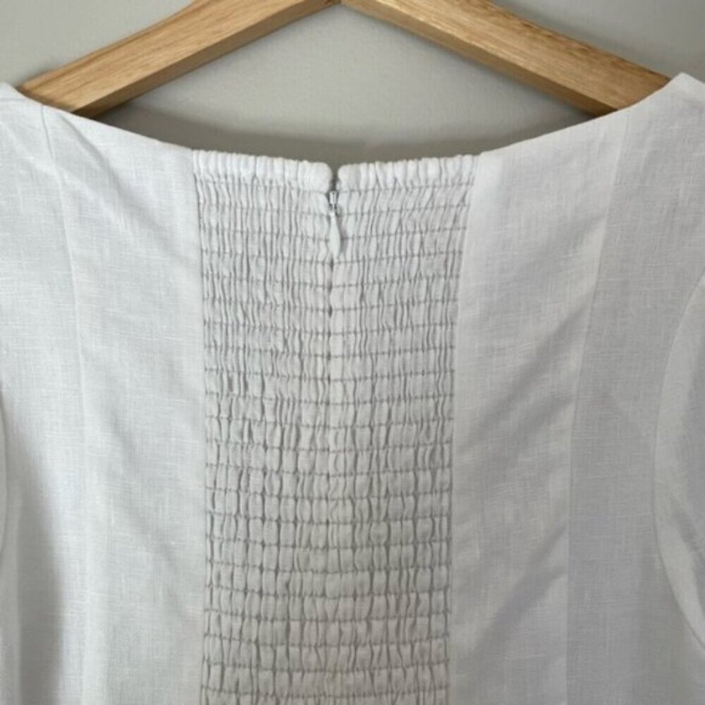 NEW Reformation Coucou Midi Linen Dress Puff Sleeves White | US 4 UK 8 - Picture 9 of 11